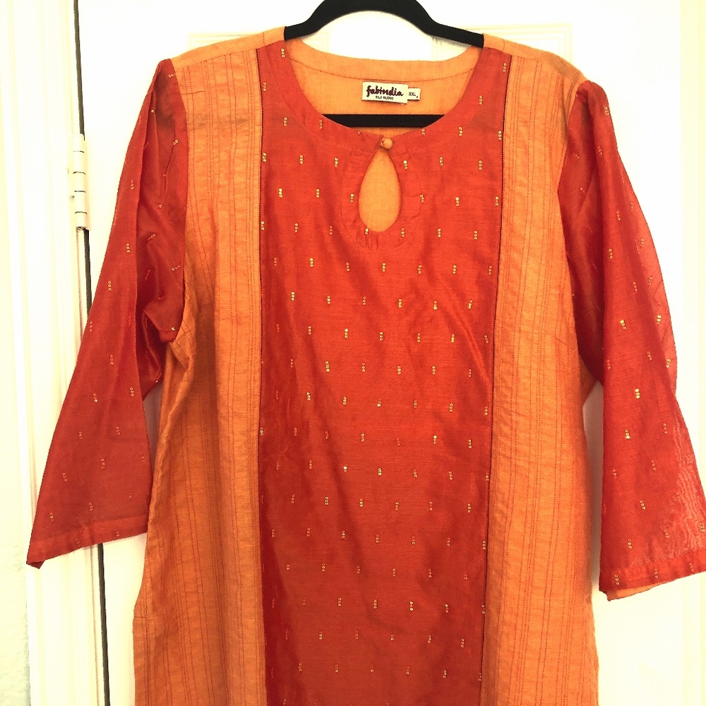 Original Handmade Indian Silk Blouse (Size 14-16)